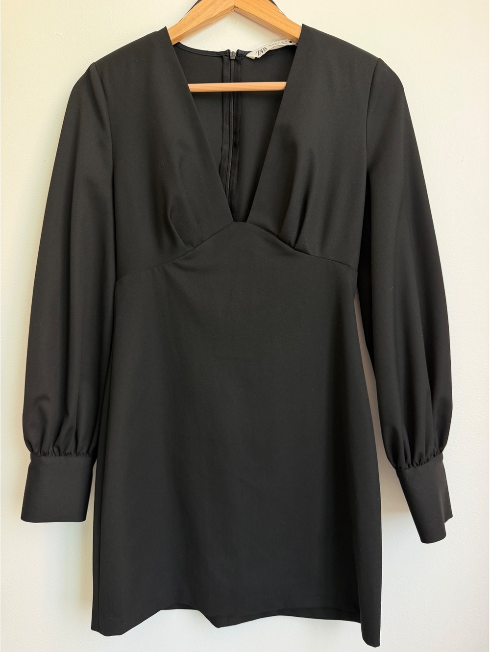 Zara Black Mini Dress with Balloon Sleeves Size XS